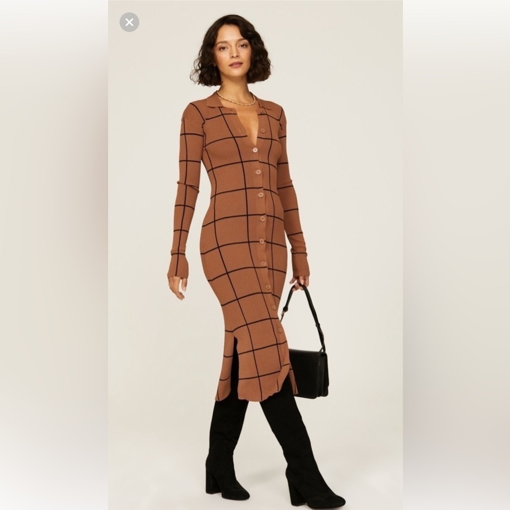 Equipment Femme  Celestia Grid-pattern Dress NWOT Size XS